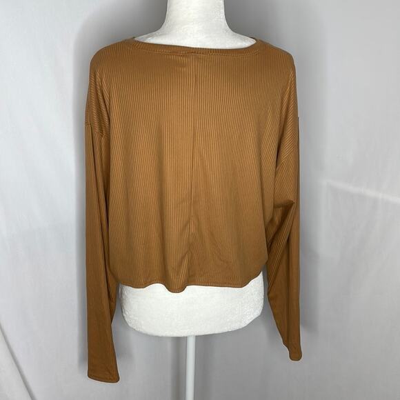 NWT abound mustard brown ribbed crop top size XL - Picture 2 of 7